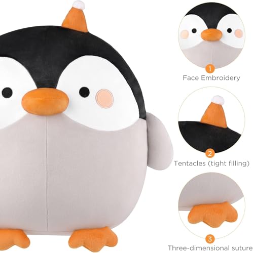 GAGAKU Plüschkissen 30cm Plüschtier Kuscheltie für Kinder Erwachsene süßes Stofftier Geschenk für Geburtstag Jahrestag (Im Dunkeln leuchtende Pinguine)