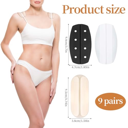 18pcs Bra Strap Cushion, Silicone Anti-Slip Shoulder Pads Band Soft Protectors Accessories Keep from Slipping Off Bra Strap Holders for Slipping (Skin Color, White, Black)2
