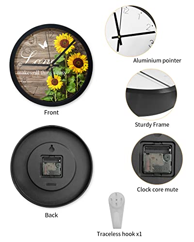 Round-Wall-Clocks-Battery-Operated-Rustic-Wood-Plank-Blooming-Sunflower-Primitive-Country-Silent-Non-Ticking-Wall-Clock-Wall-Clock-for-Living-RoomBedroomKitchenOfficeDecor-10inch Round Wall Clocks Battery Operated Rustic Wood Plank Blooming Sunflower Primitive Country Silent Non Ticking Wall Clock Wall Clock for Living RoomBedroomKitchenOfficeDecor 10inch