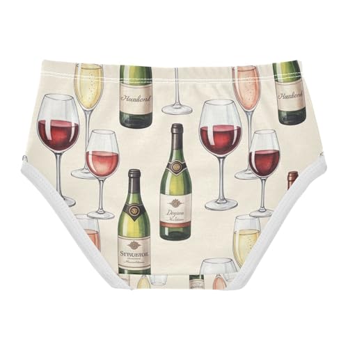 Watercolor Wine Champagne Red Underwear Toddler Girl, Underwear for Girls, 2T–8 Years2