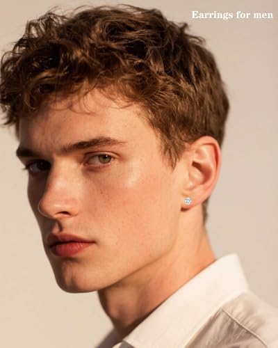 925 Sterling Silver Cubic Zirconia Studs Earrings for Women Men - Hypoallergenic 14K White Gold Plated 5/6/7/8mm Clear Round Cut CZ Studs Earrings3