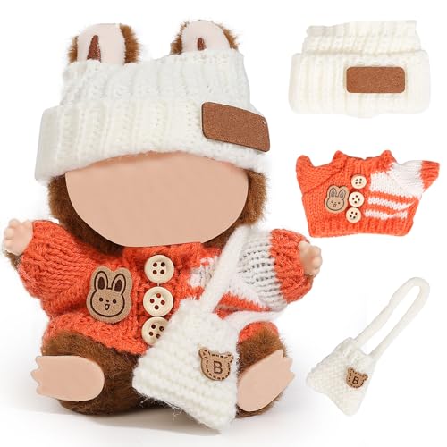 XMBYGY Ropa de muñeca para Labubu (para muñeca de pie/sentada de 17/15 cm) (sin muñeca) - Accesorios de múltiples estilos, ropa de vestir para muñecas, traje incluido ropa + sombrero + bolsa de hombro