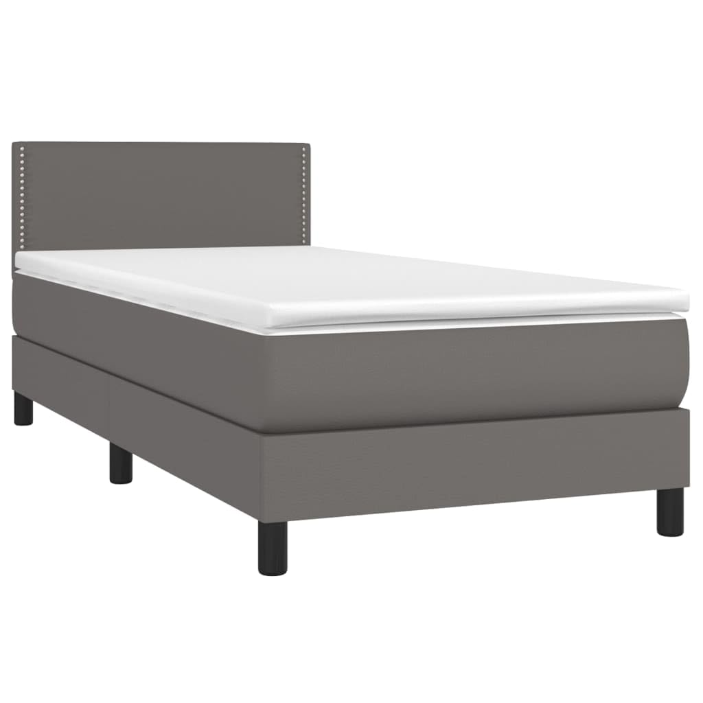 Letto a molle, 100 x 200 cm, in similpelle, con materasso a molle insacchettate, testiera regolabile in altezza, set di mobili per camera da letto