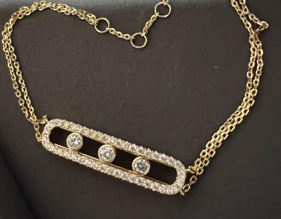 Women's crystal bracelet, 925 silver bracelet, gold rhinestone bracelet, classic smart double-layer chain stacking jewelry, three-diamond U-shaped light luxury high-end bracelet, luxurious, fashionabl4
