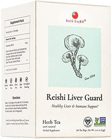 Health King Reishi Liver Guard Herb Tea, Teabags, 20 Count Box