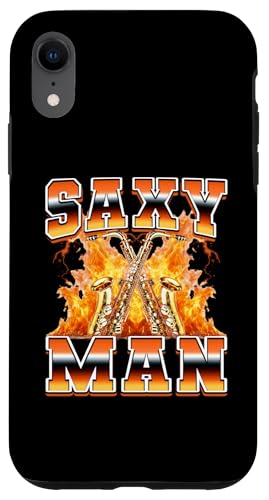 Saxy Man Saxofonista Saxofonista Saxofonista Estilo Bootleg de los 90 Carcasa para iPhone XR