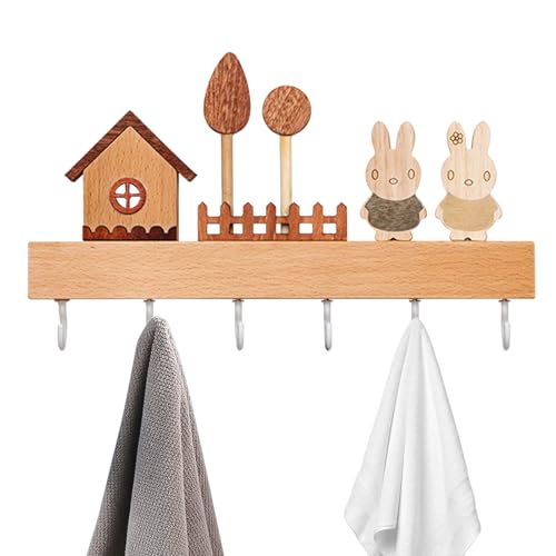 Soporte de gancho para llaves, colgador de pared de 25 x 15 x 2 cm, estante de madera, organizador rústico con 6 ganchos para toallas, ropa, bolsas, entrada, dormitorio, vestíbulo, soporte de pared