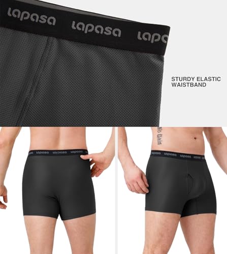 LAPASA Men's Quick Dry Travel Underwear, Terraversal Series Mesh Breathable Trunks/Boxer Briefs/Boxers (2 & 3 Packs)4