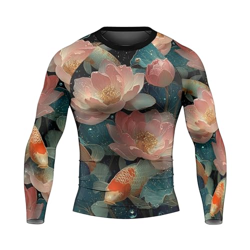 Lotus Flower Men's Rash Guard Long Sleeve BJJ Rashguard for Men Jiu Jitsu Rash Guard Tight Compression Shirt2