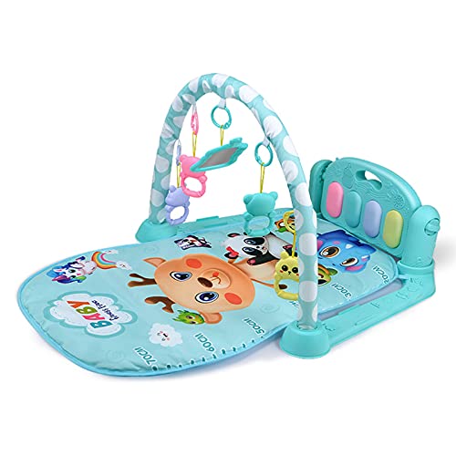 MAIBAOLI Baby Play Mat Play Gym for Baby Infant Toys Tummy Time Mat Jungle Gym Musical Activity Mat for Infants Toddlers Baby Fitness Pedal Piano Baby Play Gym Activity Mat 0-12 Month Boy (Blue)