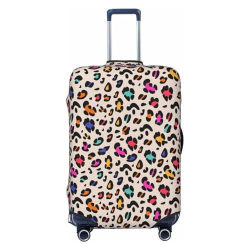 Spandex Travel Luggage Cover Printed Rainbow Leopard Pattern Double-Sided Suitcase Protector Bag,Dust-Proof Cratch-Resistant Washable Baggage Covers For Kid Adult,Large - Main Image