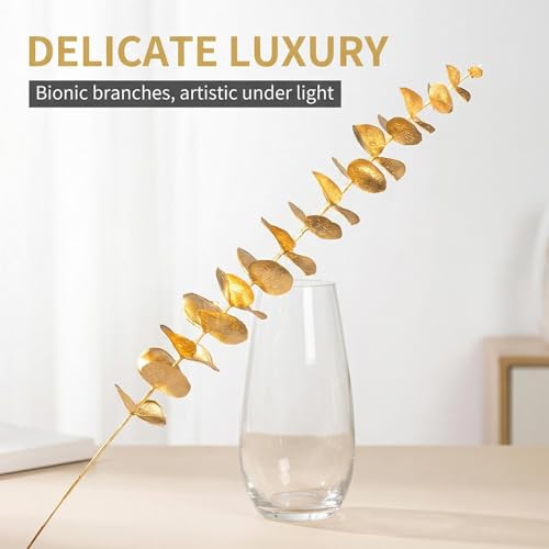 CSLIMNB 40 Pcs Decor Fake Eucalyptus Leaves for Christmas Decor Gold Leaf Artificiales para Table Wedding Home Room Office Decoracion (20inch) — view 2