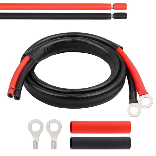 Image of MOOKEERF Solar Battery Cable - 10 Gauge 3FT Power Inverter Cable with PV Flame Retardant Protective Sleeving Connect Battery and Charge Controller for Solar Panel Automotive RV Motorcycle Marine