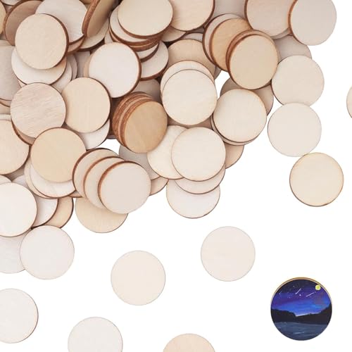 thirei Trucioli di legno esagonali, 50 dischi esagonali di legno di faggio, diametro 5 cm, spessore 2,5 mm, per bricolage, pittura, decorazione (rotondi, 2 cm - 200 pezzi)