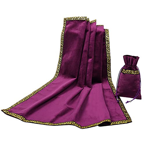 BLESSUME Altar Tarot - Mantel de terciopelo Wicca con bolsa de tarot (morado 1) Cover