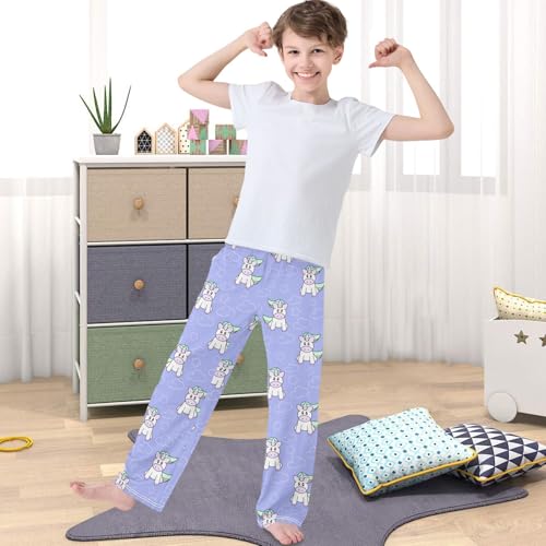 Boy's Pants Cute Cartoon Unicorn Clouds Jogger Pants Elastic Waist Long Bottoms Trousers with Pockets 6-14 Years4