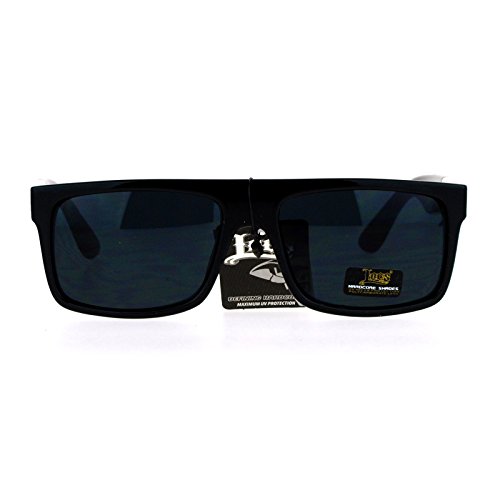 Loc Sunglasses Mens Fashion Shades Flat Top Rectangular Black White2