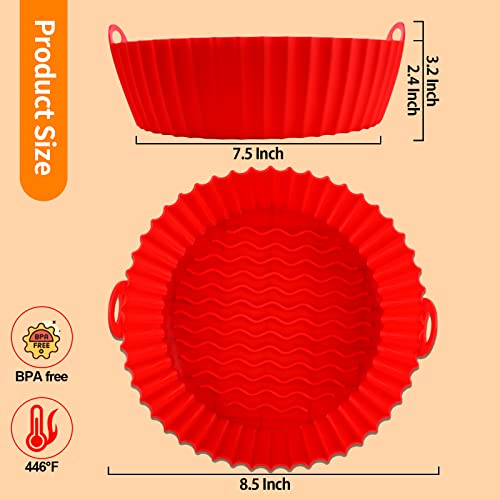 3-Pack Air Fryer Silicone Pot, 8.5 Inch Air Fryer Basket, Food Grade Air Fryer Accessories, Reusable Air Fryer Liner, Replacement Of Parchment Liners, No Need To Clean The Air Fryer(For 5Qt Or Bigger) #TOP1