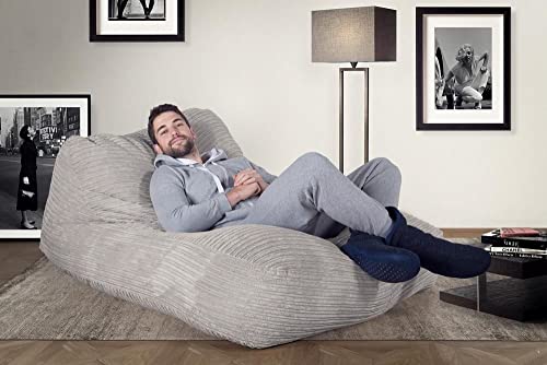 Lounge Pug, Schlafsofa Sitzsack, Chaiseloungue, Cord Creme – Bild 7