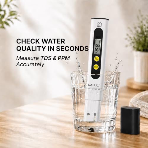 Image of DALUCI TDS Meter for Water Testing | Digital Water Tester PPM Meter | Total Dissolved Solids TDS Meter for Drinking Water, RO, Aquarium & Borewell | Accurate Water Quality Tester - White