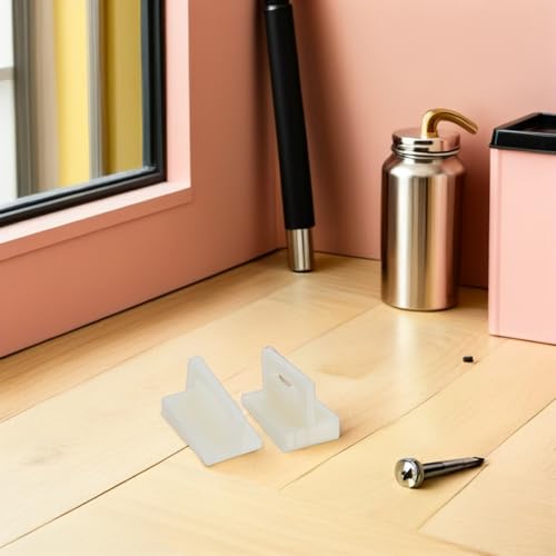 10 Pack Guías Inferiores para Puertas Pocket, Soportes de Montaje en Jamba de Plástico Beige con Tornillos | Herrajes para Guía Inferior de Puertas Deslizantes para Clósets y Sistemas Pocket, Reemplazo Montado en Marco, 1.18 x 0.79 pulg miniatura 6