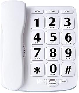 Large Button Corded Phone for Elderly, JeKaVis J-P02 Amplified Phones for Hearing Impaired Seniors, Wall Mountable Landline Phone with Speakerphone and Speed Dial Memory, White