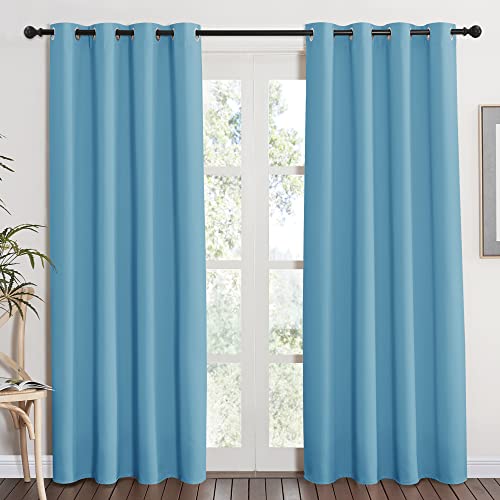 NICETOWN Thermal Curtain 84 inches Long - (Teal Blue Color) Thermal Insulated Window Treatment Drape, Room Darkening Modern Drapery for Boy's Room,52x84 inches, One Panel