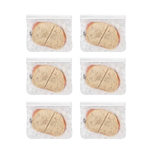 OGGI Reusable Food Storage Bags - Set of 6, 8.5x7"- Ideal for Lunch, Freezer, Sandwiches, Snacks, Storage, Snack Bag for Travel, Ice Bags Reusable - Durable, Food-Grade BPA-Free