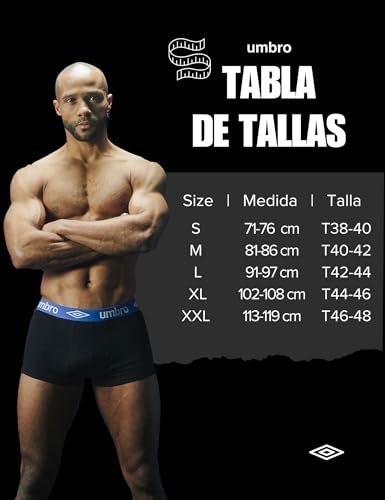 Miniatura 4 de Umbro Calzoncillos Hombre Boxer 100% Algodón, Ropa Interior Hombre, Sostenible, Natural (Lote de 5)
