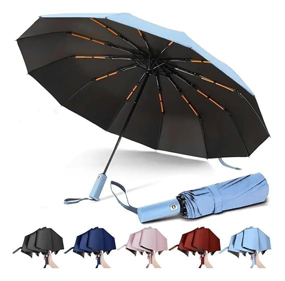Image of 𝗗𝗮𝗻𝘇𝗲𝗿𝗮 𝗨𝗩 Travel Mini 𝗙𝗼𝗹𝗱𝗶𝗻𝗴 Ultra Compact pastel Umbrella with Case, Manual Open 12 Ribs Lightweight Portable, Small Sun & 𝗥𝗮𝗶𝗻 𝗣𝗼𝗰𝗸𝗲𝘁 𝗨𝗺𝗯𝗿𝗲𝗹𝗹𝗮 for Men and Women- Use in Rain & Summer (SKY BLUE)