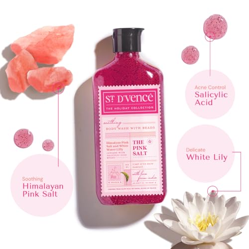Image of ST. D'VENCE Himalayan Pink Salt Body Wash Shower Gel for Women & Men with White Water Lilly & Organic Aloe Vera| Moisturising Body Wash for Winter | Parabens & SLS Free- 300 ml