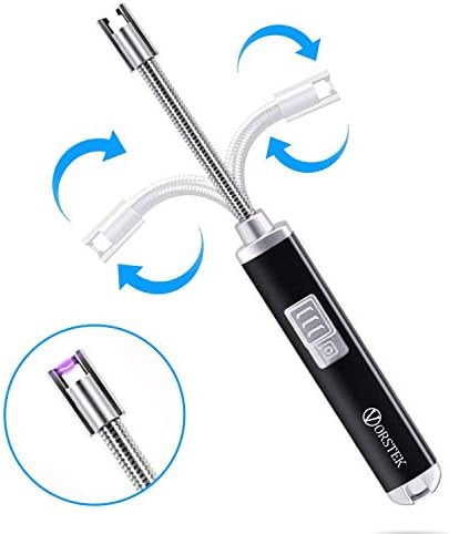 VORSTEK Electronic Arc Lighter Candle Lighter USB Rechargeable 360° Flexible Long Neck Safety Switch Windproof & Splashproof Plasma Lighter for Candles Kitchen Cooking Camping BBQ 280mAh