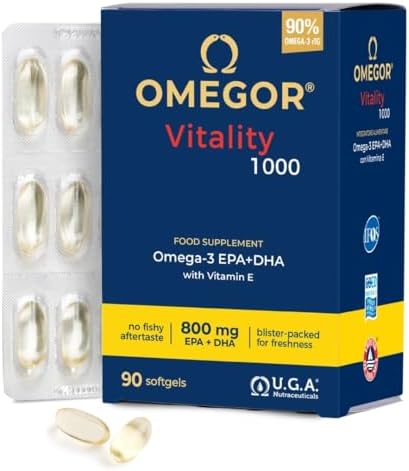 Omega 3 EPA & DHA IFOS Certified 90 Capsules - OMEGOR Vitality 10...