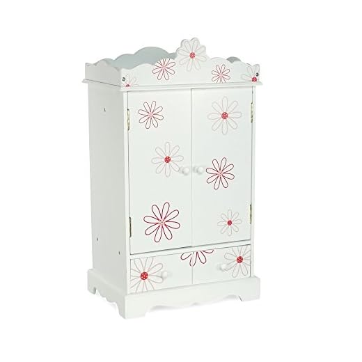 Floral Wooden Doll Closet with Hangars