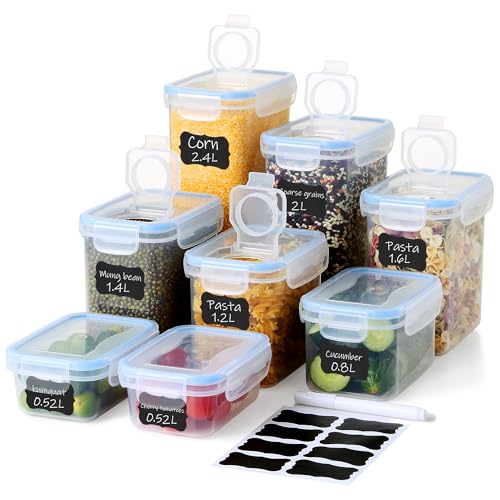 Ordeluxe Lot de 8 Boîtes de Conservation Alimentaire, système double couvercles (verseur + hermétique), boîtes hermétiques sans BPA empilables,...