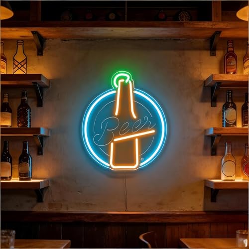 Image of Beer Decor Neon Sign,Bar Light up Sign,Decorations for Home,Bar Cart Decor,Signs For Home Wall Decor,Light up Store Sign,Beer Shop Supplies and Accessories