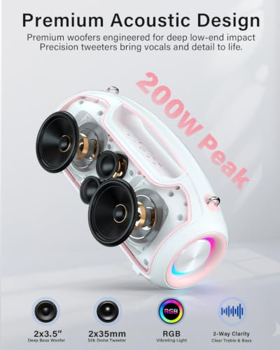 Image of Bluetooth Speaker, 200W Peak Portable Speakers Wireless w /Bass Boost