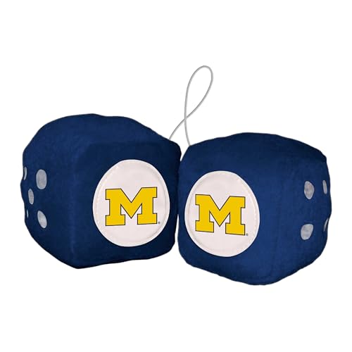 FANMATS 32014 Michigan Team Color Fuzzy Dice Décor 3" Set