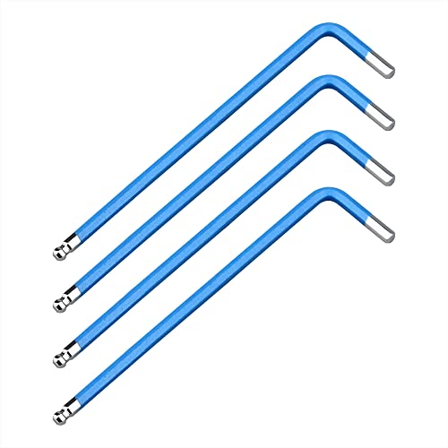 FOCMKEAS 4 PCS 3mm Ball End Hex Key Allen Wrench,Internal Hexagonal Wrench, L Shaped Long Arm S2 Steel Repairing Tool，Pale Blue