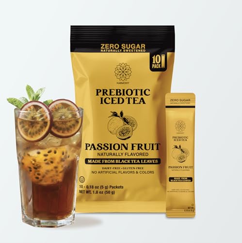 Image of Harmony Passion Fruit Prebiotic Black Iced Tea, 10 Sticks