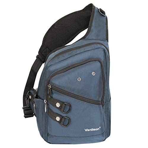 Vanlison Waterproof Shoulder Backpack Sling Bags Chest Crossbody Bags Pack Rucksack Travel Bag Anti Theft Bag Navy