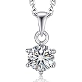 MomentWish Punto luce collana, 1Ct Moissanite Diamanti Ciondolo Collana Donna Argento 925 Solitario con Certificato Gra Gioielli Regalo per Donne Mama