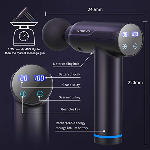 Massage Gun , Massage Gun Deep Tissue, Muscle Massage Gun,Massage Gun for Athletes , Sore Muscle and Stiffness, with 6 Massage Heads and 20 Adjustable Speed