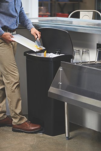 Rubbermaid Commercial Products Streamline Slim Step-On Plastic Trash Garbage Can, 18 Gallon, Black, Wastebasket For Home/Kitchen/Hospital/Healthcare Facility #TOP5