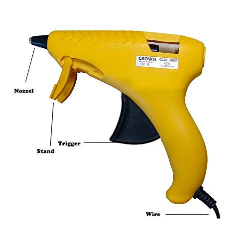 Image of CROWN Hot Melt Glue Gun CR72 - Fast Heating Glue Gun with Trigger Feed, Includes 5 Glue Sticks - Strong Adhesive for DIY, Crafts, Wood, Plastic, Fabric, Home & School Repairs