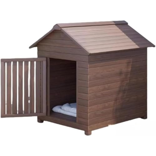 Emidor 木製ペットハウス、犬小屋、無垢材、中型/小型犬に最適、木製シェル、清潔、洗える、通気性、日焼け防止、防雨、お手入れ簡単、組み立て済み、自宅、パティオ、庭、裏庭、屋内/屋外での使用に最適 (S(35cm*43cm*50cm))