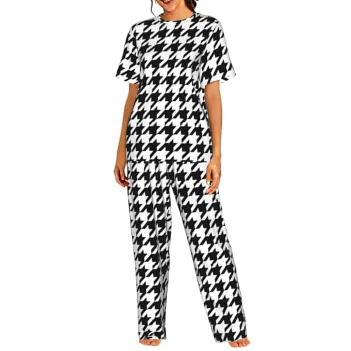 Ensemble pyjama pied-de-poule 2 pièces une idée cadeau femme élégante et douce