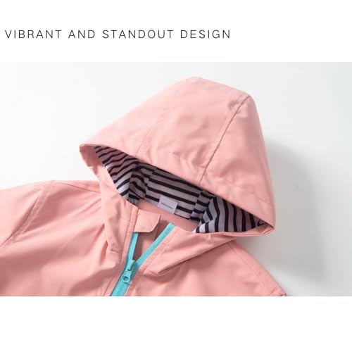 Image of Boys Rain Jacket with Detachable Hood Lightweight Raincoats for Kids