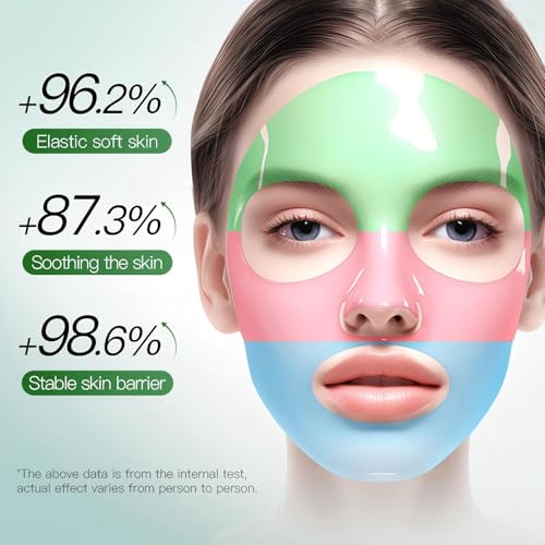 Collagen Face Mask, Hydrating Face Mask 3-Color Sheet Mask with Ceramide and Hyaluronic Acid, Deep Moisturizing & Plumping Facial Mask, Triple Effect 5PCS, Gentle & Nourishing for All Skin Types — view 2
