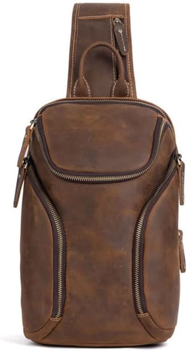 Men's Retro Leather Bags Waterproof Travel Chest Bag for Multifunction Bags Male